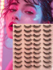 20 Pairs 5D False Eyelashes, Outer Corner Extended Style, Silk Material, Charming Natural False Eyelashes, Doll False Eyelashes, Faux Mink False Eyelashes, 20 Pairs Outer Corner Extended Style - Forever Feather - View 4