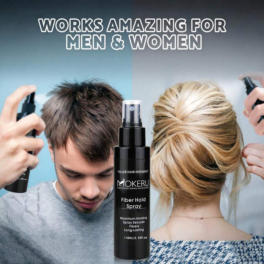 MOKERU Fiber Styling Spray 3.99 Fl.Oz | Formula Tahan Lama yang Baru Ditingkatkan | Pembentukan Tahan Lama Tanpa Mengembang | Segar, Tidak Lengket, Tidak Kaku | Portabel dan Mudah Digunakan | Unisex