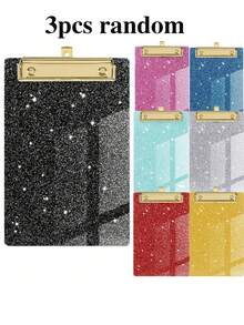 1pc Glitter A6 Acrylic Office Folder - Writing Pad For Note-Taking (Note: The Size Of This Product Is 15cmX10cm, Please Confirm The Size Before Deciding Whether To Buy) - A Must-Have For Student Meetings And School Years. - Multicolor - View 11