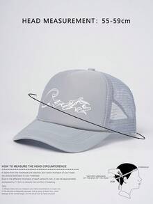 1pc Star Graffiti Embroidered Foam Front Mesh Back Trucker Hat, Dual-Tone Breathable Summer Dad Cap - A - View 7
