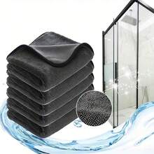 Shower Cleaning Cloth, Bathroom Drying Towel, Super Absorbent Reusable Microfiber Shiny Drying Towel, Suitable For Shower Doors, Sinks And Ceramic Tiles - Dark Grey - View 1