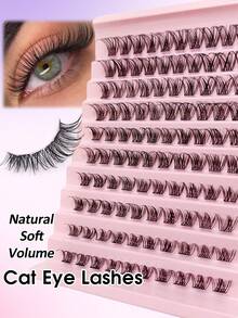 Sibeuna 100 pièces Faux cils D Curl Vacation, cils en grappes simples fins et volumineux 8-16 mm, faux cils en vison, grappes de cils réutilisables, faux cils en grappes simples, cils - D - Voir 3