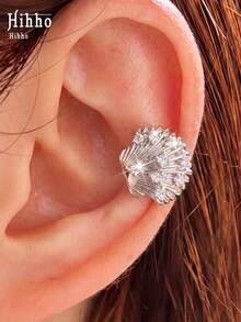 Hihho 1 Pair Exquisite Fashionable Vacation Shell Ear Clips, No Piercing Required, French Vintage Ocean Style Women's Earrings, Premium Suitable For Daily, Holiday, Commute, Ocean Party, Street Wear (Zirconia Inlay Position Random) - Shell Ear Cuffs - View 3
