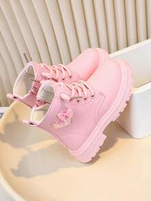 1 Pasang Sepatu Bot Pendek Anak Perempuan Model Putri Warna Pink, Nyaman dan Klasik - Berwarna merah muda - View 5