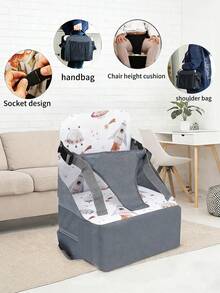1pc Baby High Chair Cushion, Soft Non-Slip Cartoon Print Foldable Lightweight Portable - Soft Support, Removable Washable Dining Chair Pad, Ideal Gift For Baby - Raised Dining Chair Seat Cushion - View 7