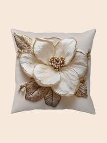 1pc Faux Embroidered Floral Throw Pillow Cover, Digital Printed Soft Short Plush, Zipper Closure, Suitable For Living Room, Bedroom, Office Decor - Hand Washable (Pillow Insert Not Included), Decorative Pillow - Multicolor - View 4
