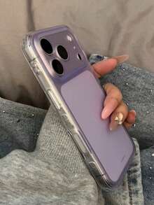 New Purple Transparent Korean Style Phone Case Compatible With Iphone 17 Pro Max, 16 Pro, 15, Premium Unique Design, Full Coverage Silicone Protective Cover For Women - Purple - View 3