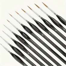 1 Set 11pcs Mini Detail Paint Brush Set, Fine Tip, Suitable For Miniature Painting, Acrylic, Watercolor, Oil Painting, Model Craft And Line Drawing - Universal Credit - View 12