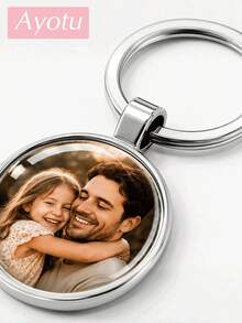 Ayotu Custom Photo Keychain, Personalized Engraved Family Pet Photo, Image Or Logo, Artificial Glass Pendant Keychain, Unisex, DIY Keychain, Creative Gift For Family, Couples, Pets, Classmates, Graduation Season And Birthday - Multicolor - View 4
