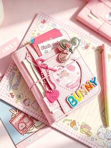 M5 Loose-Leaf Mini Notebook Sticker Storage Album Sticker Collection Book Card Storage Album Pink Blue Denim Heart Loose-Leaf Notebook With Elastic Band Photo Card Collection Album Idol Photo Album - M5 - View 7