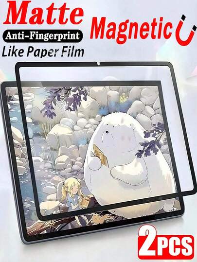 2Pcs Matte Magnetic Paper Feel Film Anti Glare And Anti Fingerprint Tablet Screen Protector Soft Film Compatible With IPad10th/11th Air Pro/Compatible With Samsung Galaxy Tab S11 /Compatible With Huawei Matepad/Honor/Compatible With Xiaomi Pad 5/6/7 TPU Quick Fitting Dust And Scratch Resistant Protective Film Not Glass