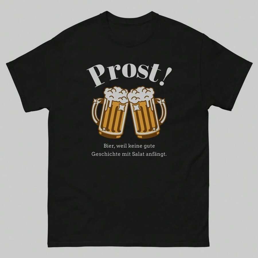 Beer, Because No Good Story Starts With Salad Classic Tee - Black - View 1