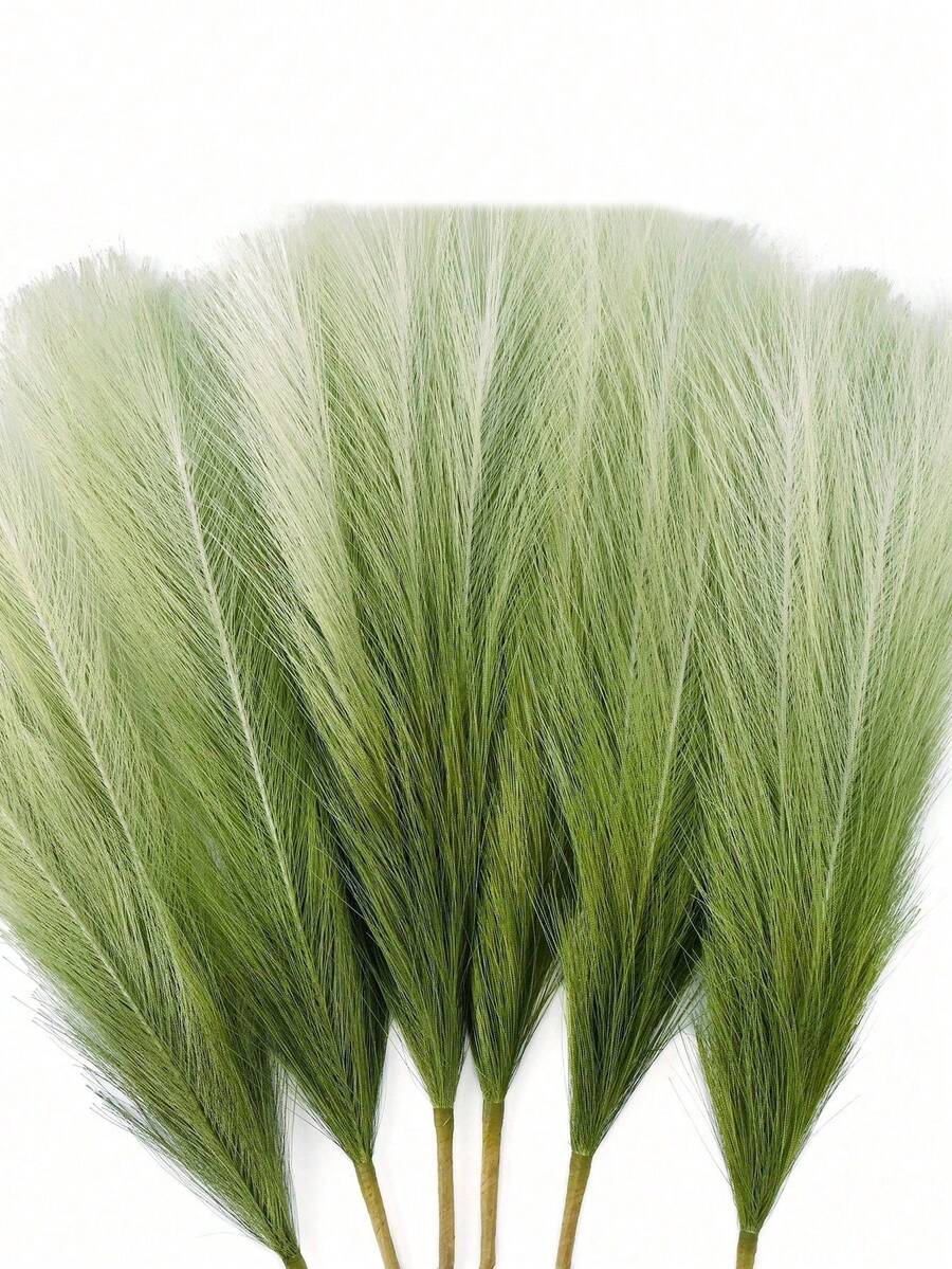 10pcs Artificial Reed Grass, Faux Fluffy Grass Stems, Bohemian Style Wedding Decor, Room Decor, Home Decor, Mother's Day Gift (Sage Green Gradient), Valentine's Day - Multicolor - View 1