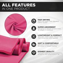1PC Quick Dry Microfiber Camping Towel With Cylinder Mesh Bag Rose Red Solid Color Super Absorbent Soft Thin Travel Sports Gym Yoga Hiking Beach Towel Multiple Sizes - Rose Red - View 2