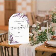 White Arched Acrylic Wedding Guest Sign-In Board And Base, Thickened Modern Calligraphy Style Arched Acrylic Desktop Sign, Suitable For Weddings And Events - View 13