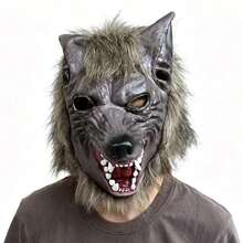 Halloween Wolf Head Latex Animal Mask, Suitable For Cosplay, Haunted House Escape Games, Party Costumes And Photo Props - Multicolor - View 10
