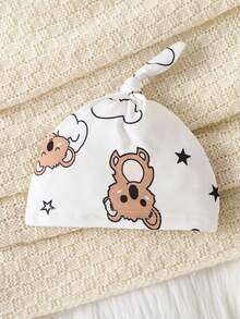 Cute Cartoon Koala Print Baby Boy Footed Jumpsuit + Hat + Bib + Gloves - Green - View 4