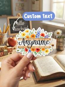 4/8/16pc Custom Name Watercolor Wildflower Ruler Sticker,Boho Floral Teacher Decals, Teacher Appreciation Gift,Back To School Gift - Multicolor - View 1