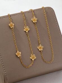 1pc Elegant Simple Daily Metal Flower Women's Waist Chain, Suitable For Daily Wear - Yellow Gold - View 3