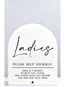 1pc Unisex Acrylic Restroom Sign, Modern Style Wedding Restroom Sign With Base, Printed With "Please Help Yourself" Male/Female Hospitality Basket Decor, Suitable For Wedding Reception, Event And Bridal Shower Party Tabletop Sign - View 2