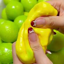 Moldable Thermo Sensitive Lemon Squishy Ball, Slow-Rebound Fluffy Squishy-Plush, Soft Smooth Odorless Squishes, Elastic Non-Sticky Stretchable Durable Sensory Toy, Portable Anxiety Relief Gift For Adults Travel Use - Multicolor - View 3