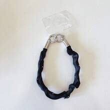 1pc Satin Ruched Rhinestone Phone Wrist Strap, Sweet Pastel Color Anti-Lost Phone Lanyard Bracelet, Universal Phone Case Hand Chain With Patch Tab, Cute Girl Phone Accessory Keychain - Multicolor - View 8