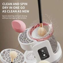 SOKANY Electric Makeup Brush Cleaner, Wash & Dry All-In-One, One-Click Deep Cleaning/Stain Removal + Fan Fast Drying Ready To Use, Doesn't Damage Bristles, USB Powered, Compact & Elegant, Great Gift For Girls - Handheld Scrubber - View 5