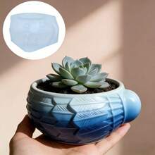SUPWANPENG 1pc Resin Silicone Mold Feather Texture Single Handle Round Pot Shape DIY Handmade Casting Mold For Flower Pot, Pen Holder, Candle Holder, Key Storage Box, Compatible With Resin, Plaster, Clay, Cement, Concrete, Desktop Succulent Green Plant Decor Ornament Mold, Perfect For Home Decor, Valentine's Day, Mother's Day, Father's Day, Christmas Gift Handmade Mold - No BW265 Mold - View 9