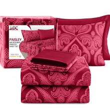 Lux Decor 6-Piece Paisley Bed Sheets High GSM Brushed Microfiber Sheets - Elevate Your Sleep Experience With 16-Inch-Deep Pocket Bedding Sheets & Pillowcases- Back To School- Graduation Gift- All Sizes Available- Winter Vibes, Christmas Decor, - 酒紅色 - 查看 11