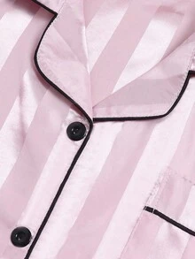 Set de 2 piezas de pijama de manga larga a rayas rosas y blancas para niña preadolescente - Multicolor - Ver 3