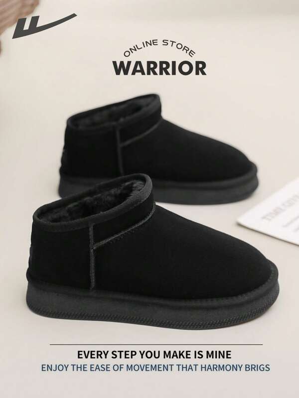 Warrior Comfortable Street Style Snow Boots For Women Autumn And Winter Comfortable Running Shoes Modest Style Casual Yet Sleek Sneakers Applicable Throughout The Year Wear-Resisting All-Day Wear Training Sneakers Warm Fleece-Lined Sneakers