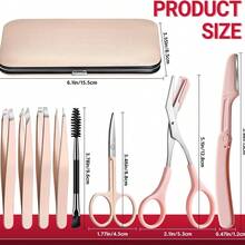 8-In-1 Eyebrow Grooming Set, Precision Facial Hair Tweezers Kit With Eyebrow Scissors, Facial Razor, Eyebrow Brush And Portable Storage Bag, Women's Daily Hair Removal Beauty Tools - Multicolor - View 4