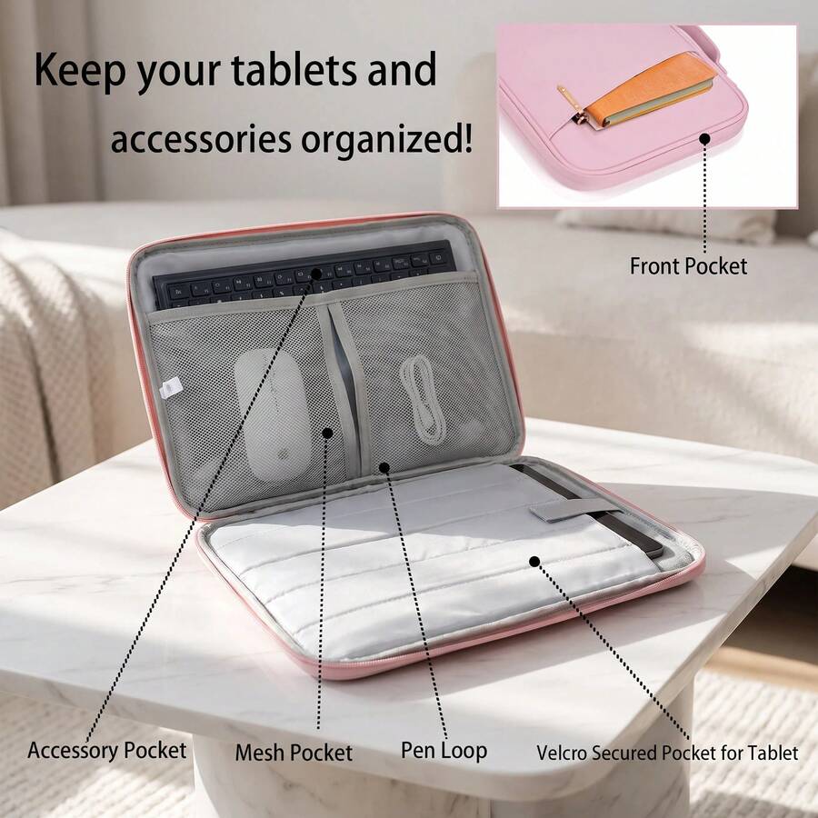 Skyddsfodral för 11–13 tums surfplatta, mjukt vadderad bärbar förvaringsväska, kompatibel med iPad, innerfodral