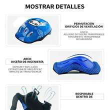 Casco Niños Protección Kit Rodilleras Muñequeras Coderas - Negro - Ver 3