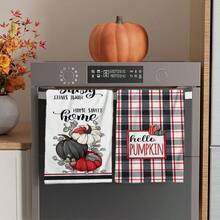 2/4/48入秋系列紅黑格紋 Hello Pumpkin 黑白南瓜圖案印花廚房巾,超柔軟高吸水聚酯纖維抹布與手巾,適合節日裝飾、廚房裝飾、派對裝飾 - 彩色 - 查看 13