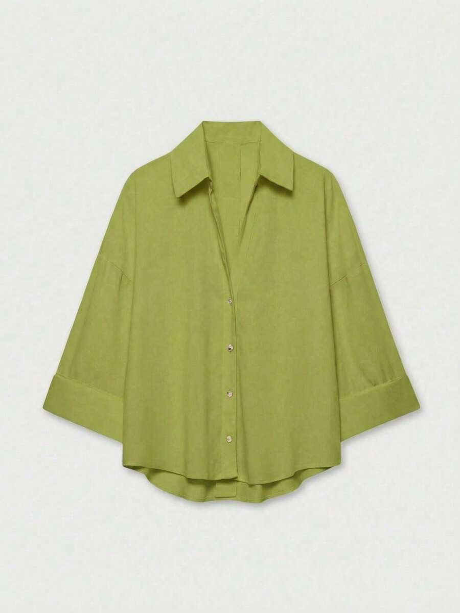 Women Blouses & Shirts - 酪梨綠 - 查看 1