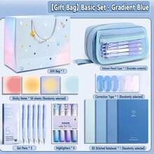 1pc Aesthetic Gradient Stationery Gift Box, High-Quality Minimalist Student Supplies Box, Ins Style Learning Accessories, Suitable For Back To School And Birthday Gifts - Sets - View 13