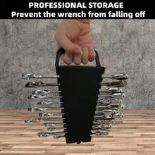 Heavy Duty Wrench Storage Rack, 12-Slot Tool Holder, Suitable For SAE And Metric Wrenches, Space-Saving, Ideal For Toolbox, Garage, And Automotive & Motorcycle Repair - 1pc Black 12-slot - View 7