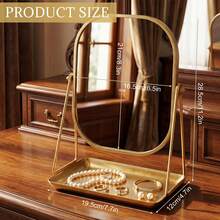 Vanity Mirror, Desktop Makeup Mirror, Metal European Vintage Style Desktop Vanity Mirror, Adjustable Stand High Definition Mirror, Bedroom Decor Ornament, Home Decor Mirror Student Dorm Portable Makeup Mirror, Suitable For Travel, Bedroom, Bathroom, Office, Vanity And Countertop, Makeup Tool, Back To School Season, Christmas Gift, Best Gift For Women - Multicolor - View 2