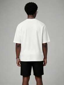 Men's Summer Fashion Los Angeles Short Sleeve T-Shirt And Shorts 2 Pieces Casual Everyday Set - Black and White - View 2