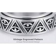Vintage Triangle All-Seeing Eye Stainless Steel Rotating Ring, Black Gold Silver Three Colors Optional, Embossed Distressed Texture Strong Atmosphere, Hypoallergenic Waterproof Fade-Resistant, Stress Relief Rotating Design, Unisex Street Hip-Hop Style, Men's Accessory, Gift Ring - Multicolor - View 8