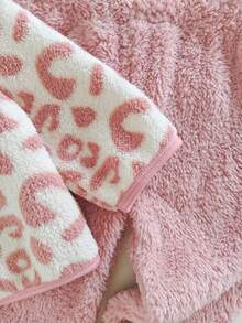 Baby Girls Autumn Clothes 2-Piece Set, New Fall/Winter Fashion Versatile Cute Fleece Printed Leopard Print Fur Collar Jacket And Solid Color Long Pants, Suitable For Outdoor Wear - Pink - View 6