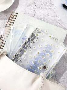 1pc A6 Transparent Loose-Leaf Binder, Daisy Snap Button Transparent File Bag, PVC File Protection Bag, Scrapbook Kit, Minimalist Essentials And Folders And File Bags, Office Document Storage Supplies, Photo Card Storage, Scrapbook, Receipt Storage, Notebook Cover, Back To School Supplies, Office Supplies, Library Supplies, Study Supplies, DIY Manual, Sticker Collection, Party Gifts - Daisy - View 6