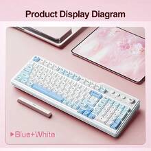 AULA F3099 三模式键盘，机械触感，99 键，带多媒体旋钮，RGB 背光，ABS 球形彩色键帽，2000mAh 电池，硅胶薄膜键盘，适用于笔记本电脑和台式机的游戏及办公键盘 - 查看 13
