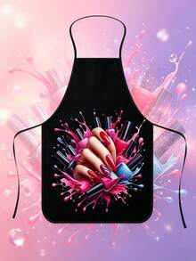 Stylish Graphic Nail Technician Apron Waterproof Anti‑Dirt Salon Work Apron Adjustable Neck Strap Nail Artist Apron - Multiple Styles - View 2