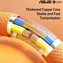 ASUS 60W USB-C To USB-C Braided Fast Charging Cable, 3.3ft Universal Type-C Braided Charging Cable Compatible With IPhone 17, 16 Pro Max, Samsung S25/S24, Laptops, MacBook Air, IPad, Switch, And All Type-C Devices. - Orange - View 7