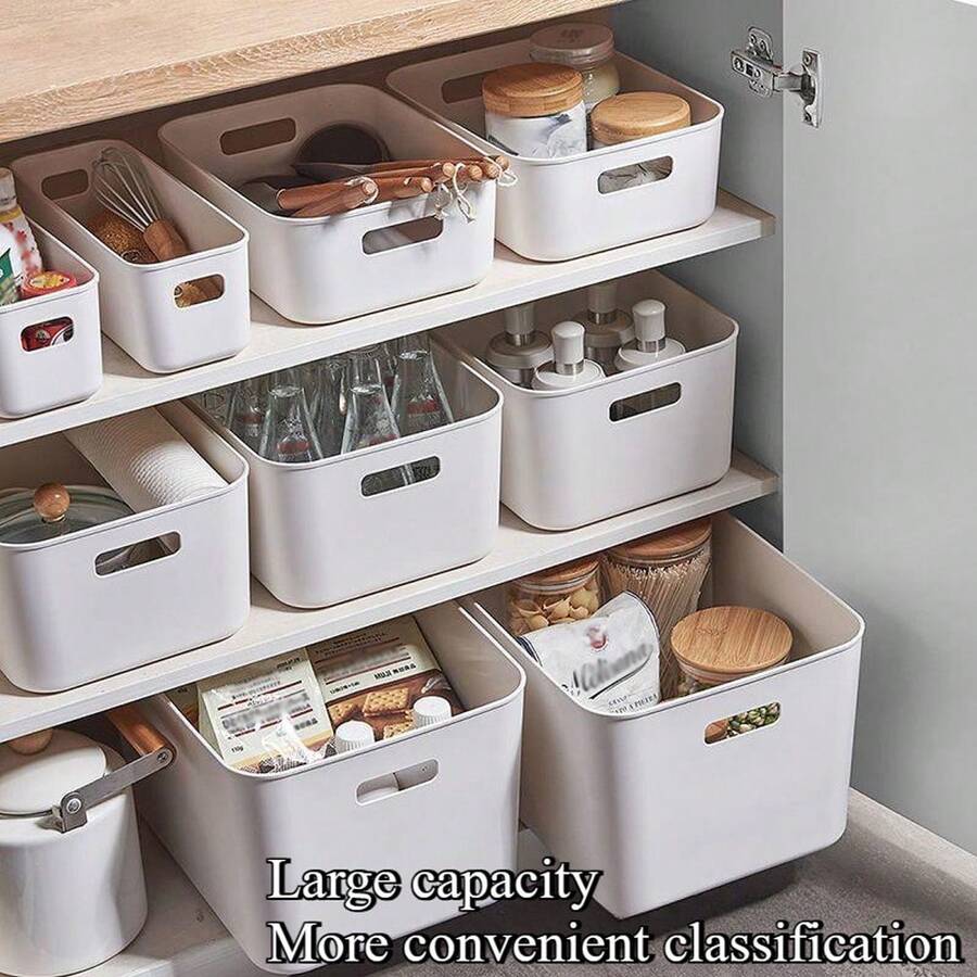 10pcs Multi-Function Storage Box Set - Durable Plastic Organizer Bins For Cosmetics, Snacks And Daily Essentials, Desktop And Drawer Storage, Suitable For Vanity, Kitchen, Bathroom And Dorm, Space-Saving Back To School Dorm Essentials - White - View 1