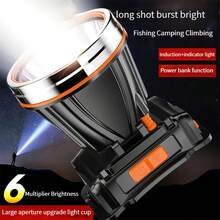 Lampu Kepala LED Daya Tinggi XHP360, Lampu Sorot Jarak Jauh, Dapat Diisi Ulang USB Tipe-C, Lampu Kepala dengan Sensor Gerak untuk Berkemah - Perak - View 4