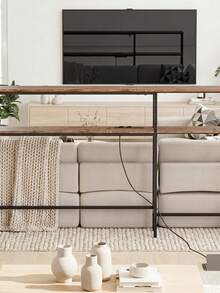 SoBuy | Entrance Console With Power Outlet | Corner Table With Metal Frame | Industrial Sideboard MDF For Living Room | 120*80*101 Cm | Load Capacity 48 Kg - 查看 10