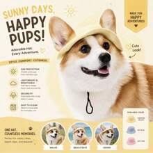 1件裝紮染寵物漁夫帽，附可調節下巴繩，柔軟防曬，適合幼犬與小型犬，輕量透氣，戶外遛狗拍照道具寵物配件，多色可選 - 彩色 - 查看 1